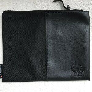 Hershel Virgin Atlantic Black Leather Zip Pouch